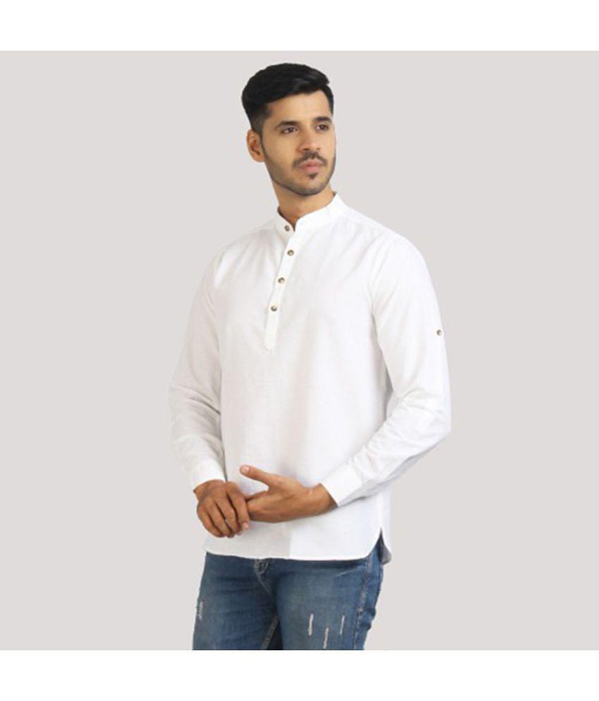 Life Roads - White Cotton Men's Shirt Style Kurta ( Pack of 1 ) - None