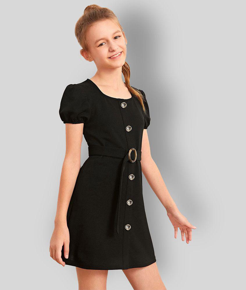 Trendy Men Addyvero - Black Cotton Blend Girls A-line Dress ( Pack of 1 ) - None 2025 at ShopCir