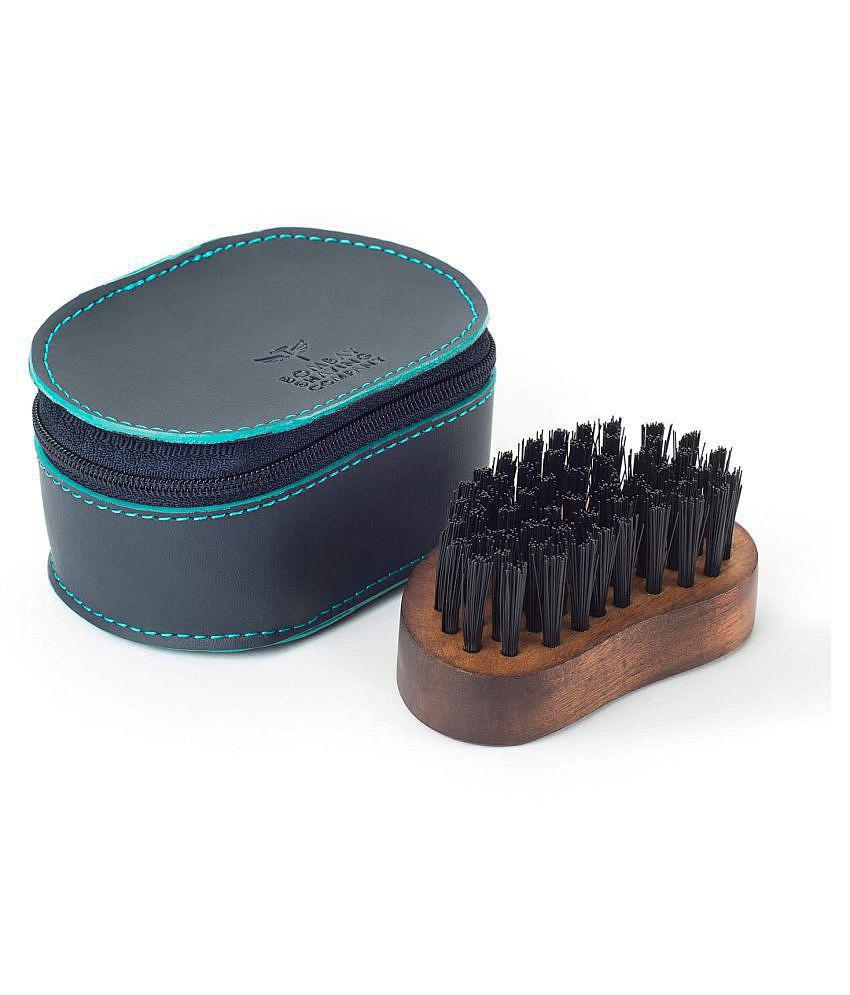 BOMBAY SHAVING COMPANY Pocket Size Beard Brush made with Sheesham Wood and Free Faux Leather Pouch