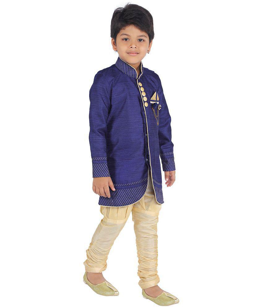 Ahhaaaa Kids Ethnic Wear Sherwani and Breaches Set For Boys - None