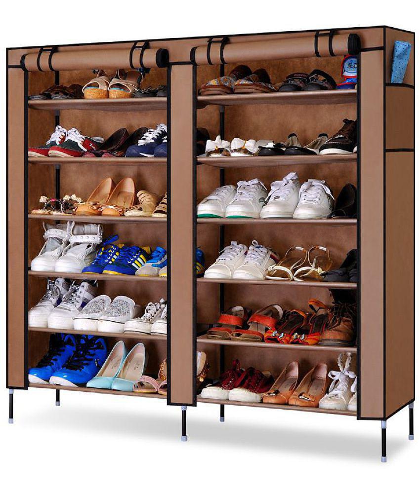 Unique Traders Double Door Shoe Rack With Cover (6 + 6 Tier)- Color As Per Stock