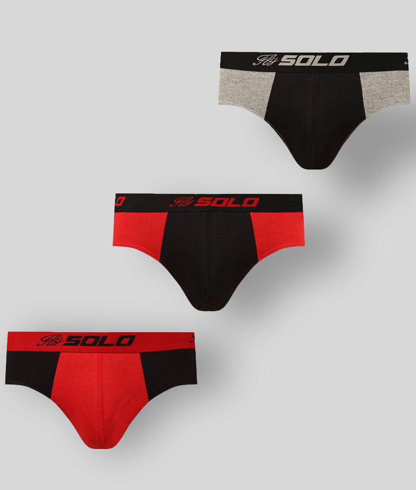 Solo - Multicolor Cotton Mens Briefs ( Pack of 3 ) - 80