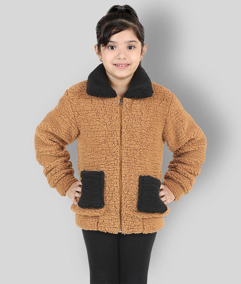 Naughty Ninos Girls Camel Front Zippered Sherpa Jacket - None