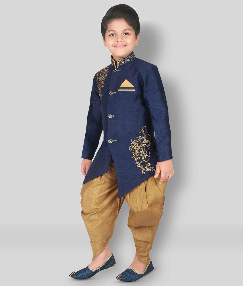 Ahhaaaa Ethnic Wear Hand Work embroidery Sherwani/Indo Western With Dhoti Pant For Kids and Boys - None