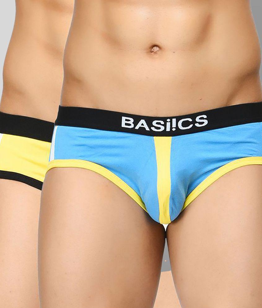 Elegant Men BASIICS By La Intimo - Multicolor Cotton Blend Mens Briefs ( Pack of 2 ) - M 2025 at