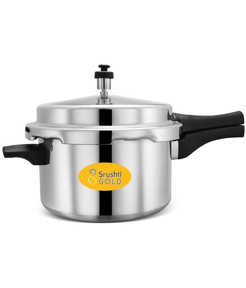 Srushti Gold 5 L Aluminium OuterLid Pressure Cooker Without Induction Base - 6, Tan