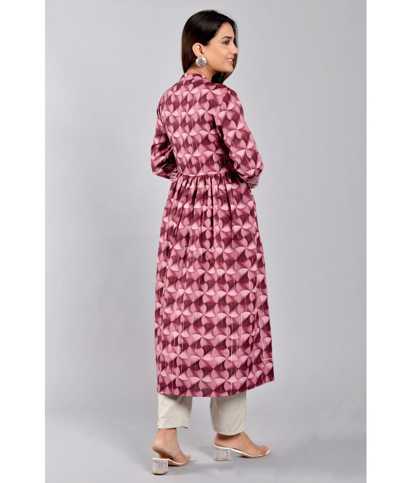 Buy Online Plo ZAMAISHA - Wine Rayon Women's Flared Kurti ( Pack of 1 ) - None