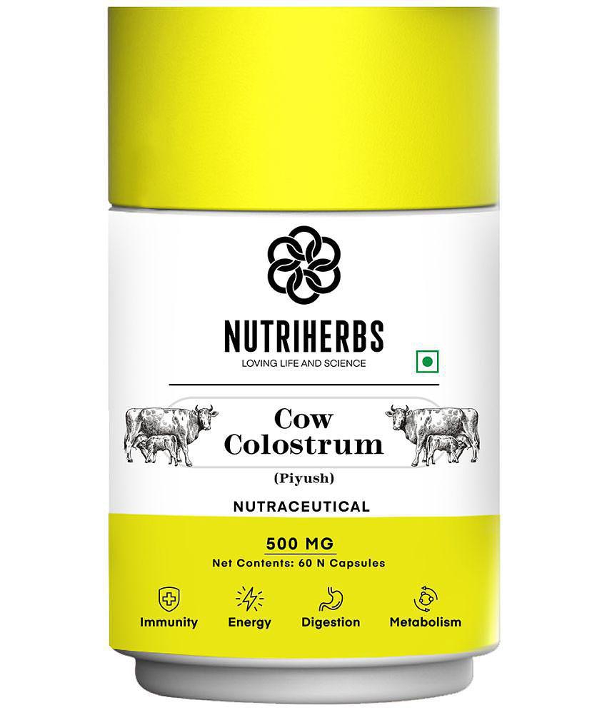 Nutriherbs Cow Colostrum  500 mg - 60 Capsules | Helps to Immunity Booster | Improves Appetite for Men and Women