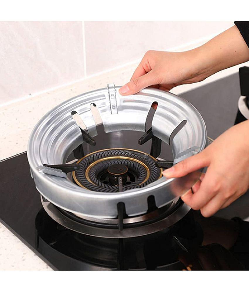 HINGOL Gas Stove Stand Round Burner Stand, Glass top Gas Saver Jail Home Stove Fire & Windproof Energy Saving Stand