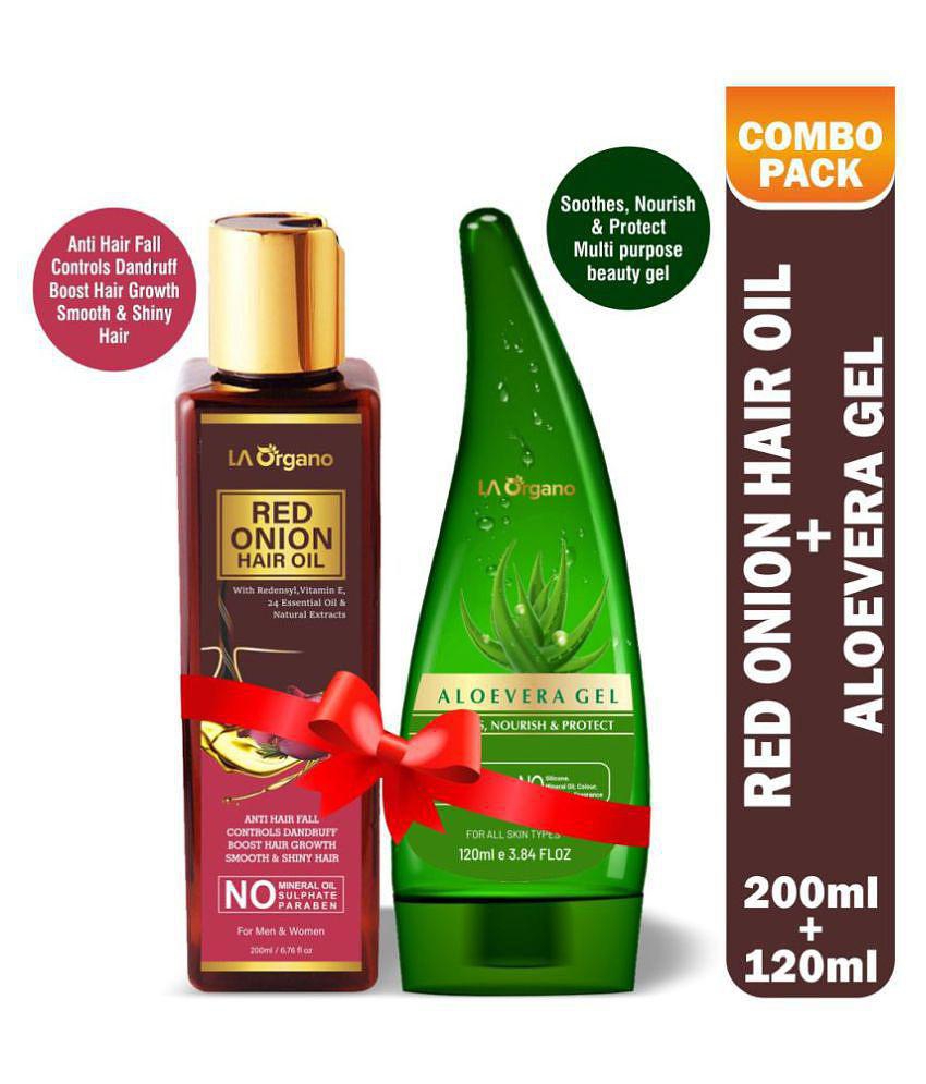 LA ORGANO Onion Hair Oil+Aloevera Gel Combo Facial Kit mL Pack of 2