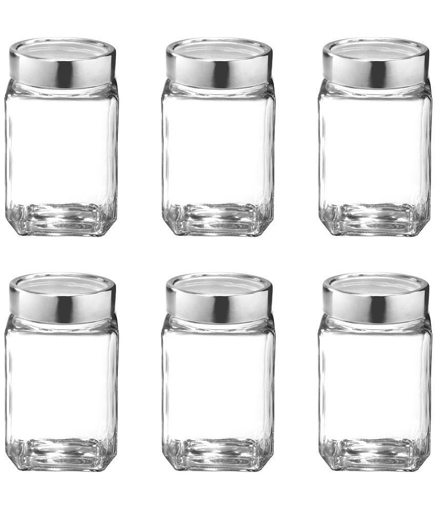 Treo By Milton Cube Storage Glass Jar, Set of 6, 310 ml Each, Transparent - Transparent