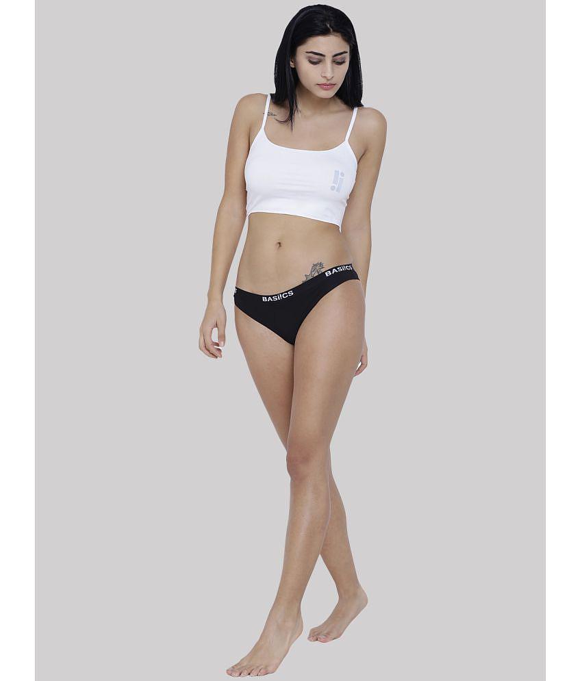 Chic Men BASIICS By La Intimo - Black BCPBR08 Cotton Lycra Solid Women''s Bikini ( Pack of 1 ) -