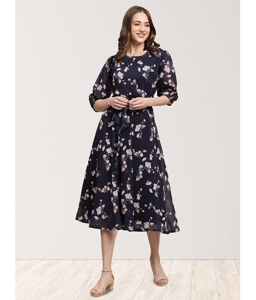 Latest Women Fabflee Navy Chiffon Gown - - None 2025 at ShopCircuit | ONDC