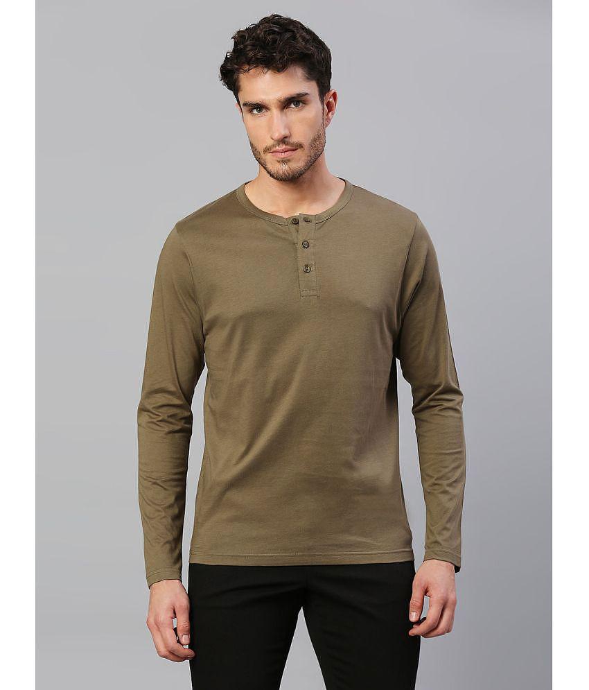Sophisticated Men Dennis Lingo - Olive 100% Cotton Slim Fit Men's T-Shirt ( Pack of 1 ) - None 2
