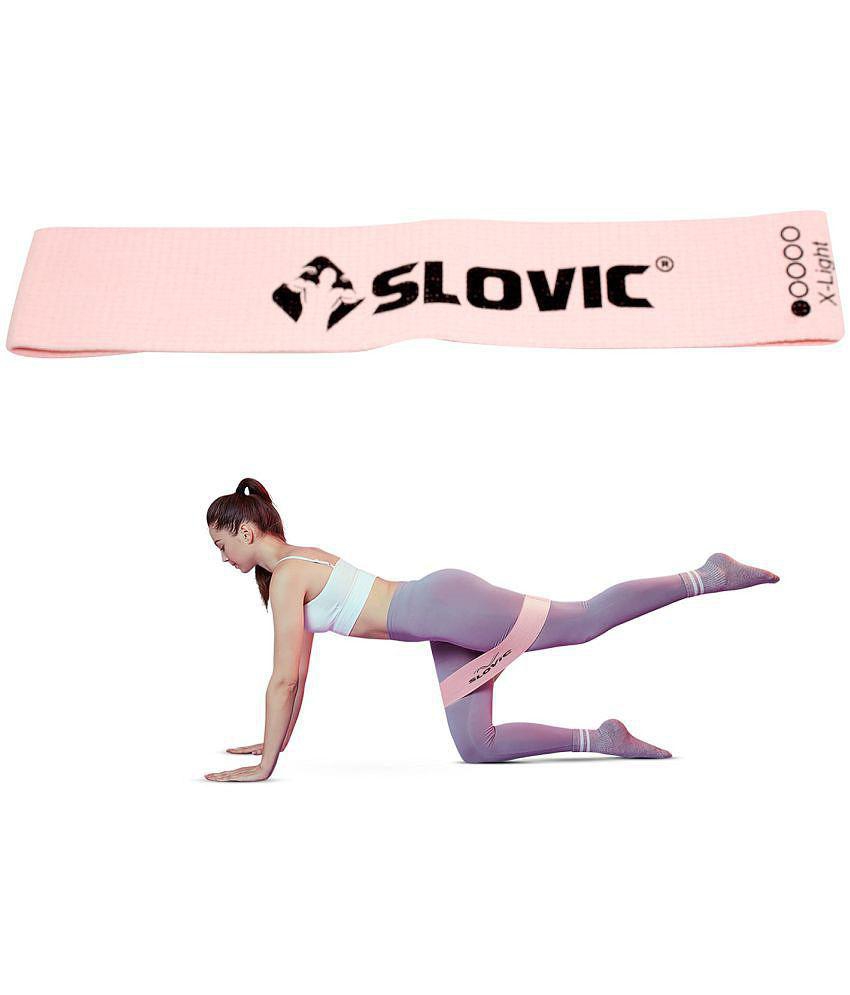 SLOVIC Fabric Resistance Band (X-Light) |Resistance Mini Loop Bands for Workout for Men, Women with Exercise Bands Workout Guide - Pink