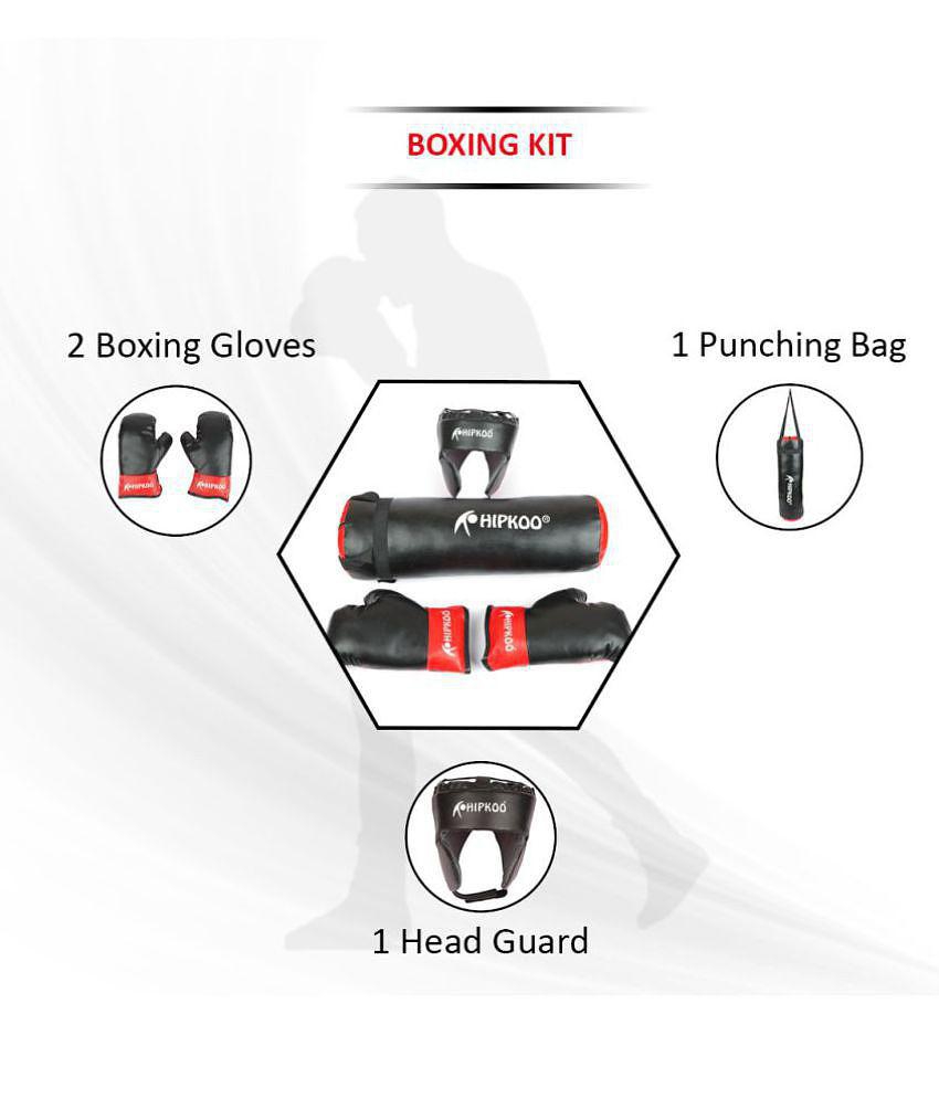 Hipkoo Sports Kids Champ Junior Boxing Set | 1 Punching Bag, 1 Head Guard, 2 Boxing Gloves | Boxing Training Punching Bag & Gloves for Boys & Girls | For 3 to 10 Years Kids (1 Pair)