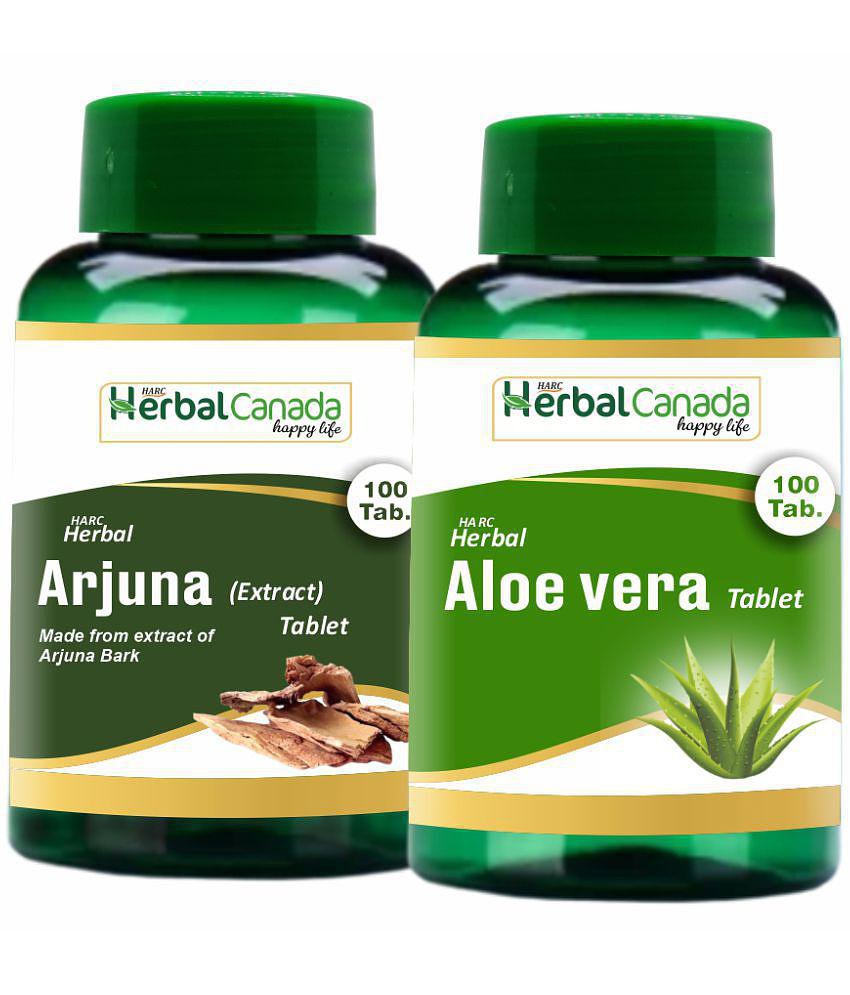 Herbal Canada Arjuna(100Tab) + Aloe vera(100Tab) Tablet 200 no.s Pack Of 2