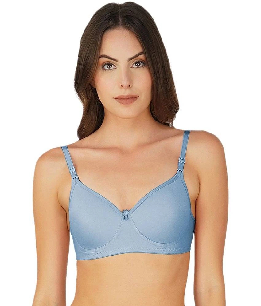Affordable Men Arc de Shapes Pack of 1 Cotton Blend Lightly Padded T-Shirt Bra For Women ( Blue 