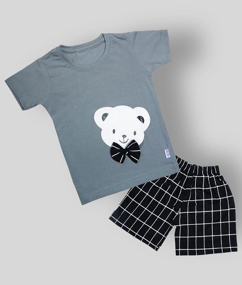 Latest Men CATCUB - Gray Cotton Blend Boy's T-Shirt & Shorts ( Pack of 1 ) - None 2025 at ShopCi