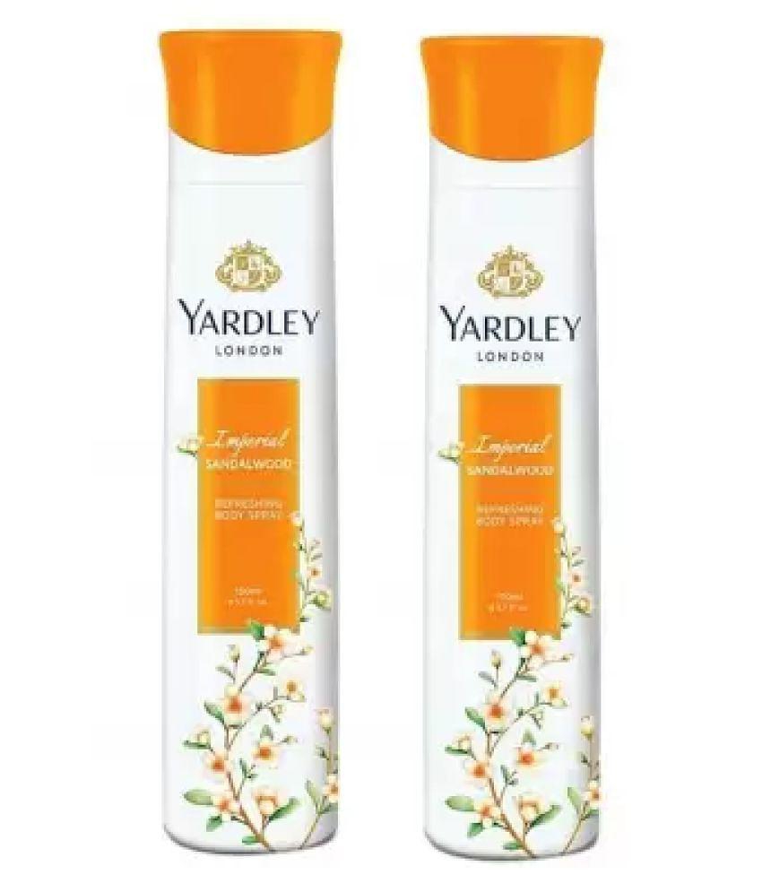 Yardley London Imperial Sandalwood Body Spray - For Women ,150 ml each,pack of 2