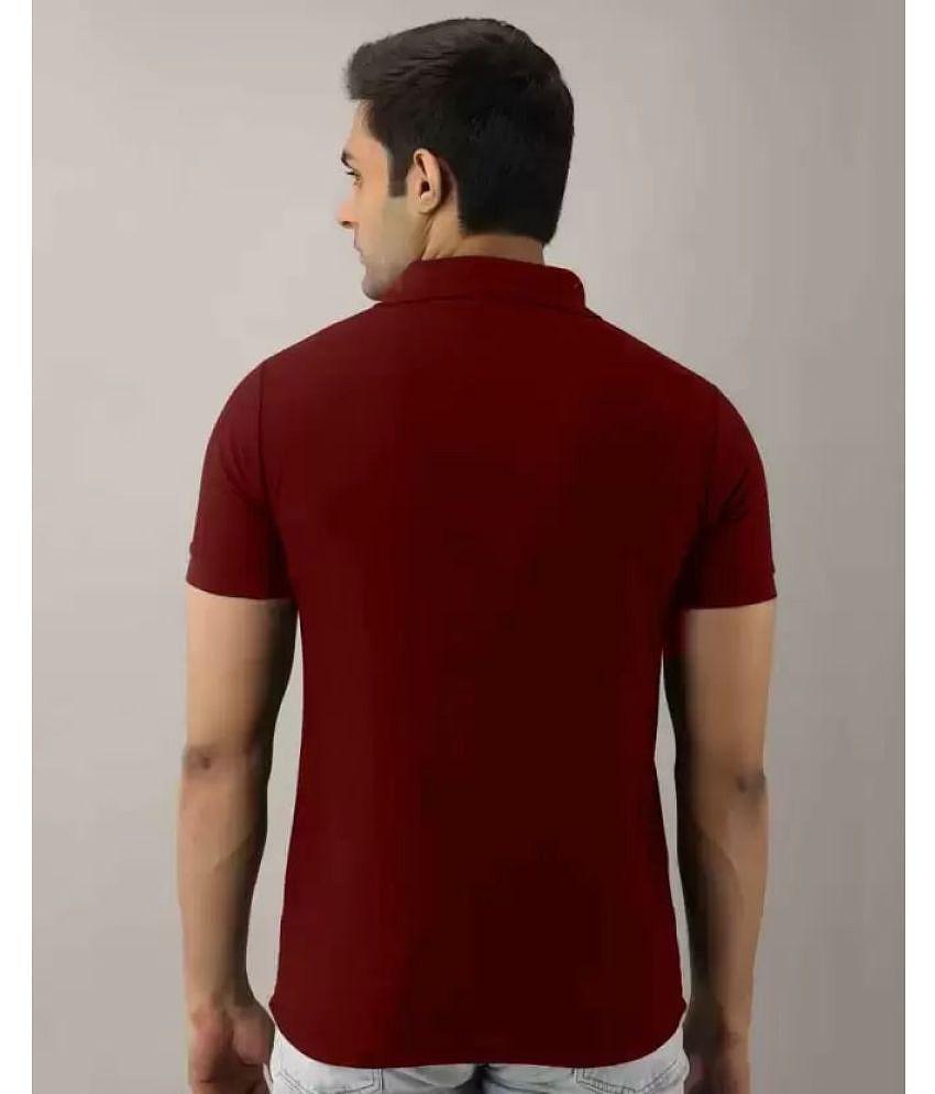 SKYRISE - Burgundy Cotton Blend Slim Fit Men's Polo T Shirt ( Pack of 1 ) - None