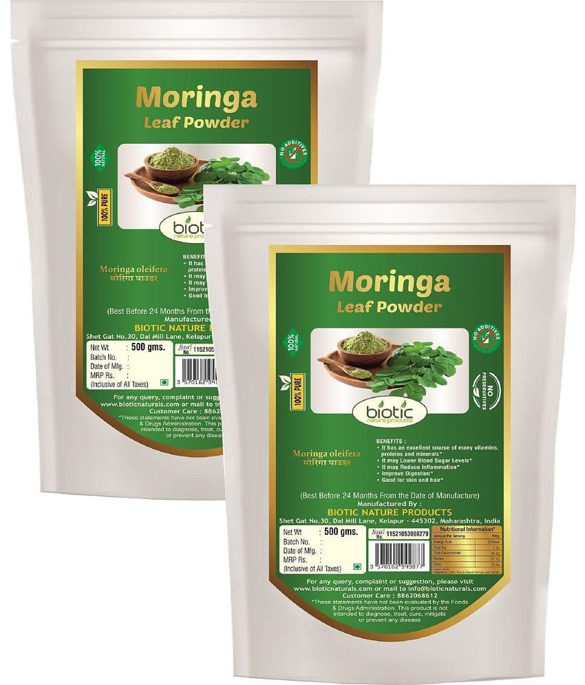 Biotic Moringa Leaf Powder (Moringa Oliefera) Powder 1 kg Pack of 2