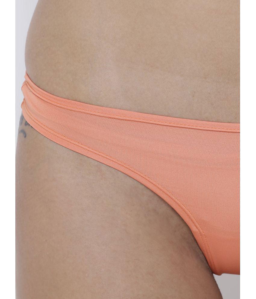 Premium Men BASIICS By La Intimo - Peach BCPSS01 Polyester Solid Women's Bikini ( Pack of 1 ) - 