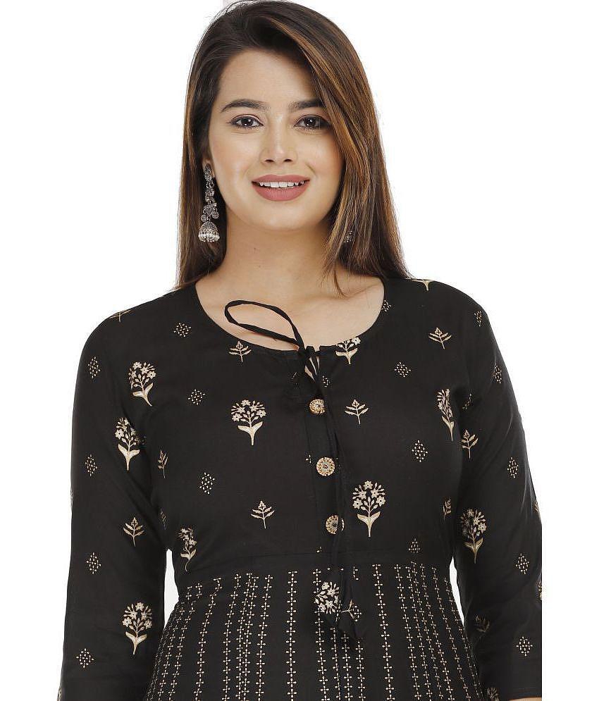 Buy Online Plo ANNEIV - Black Rayon Women's Anarkali Kurti ( Pack of 1 ) - None