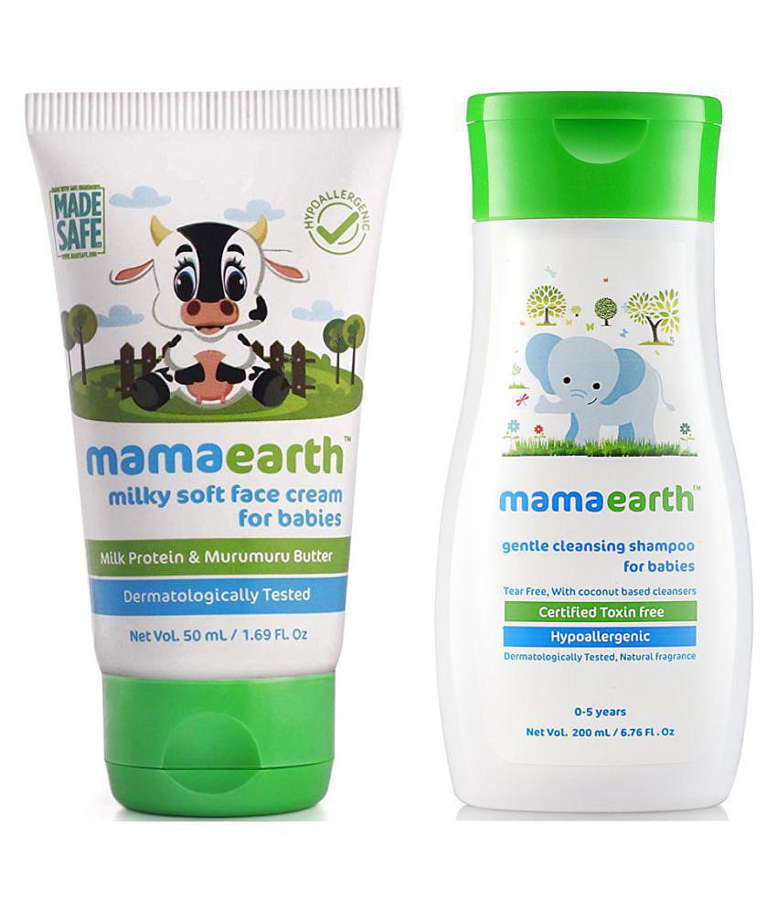 Mamaearth Milky Soft Natural Baby Face Cream for Babies 50mL änd Gentle Cleansing Shampoo for babies (200 ml, 0-5 Yrs)