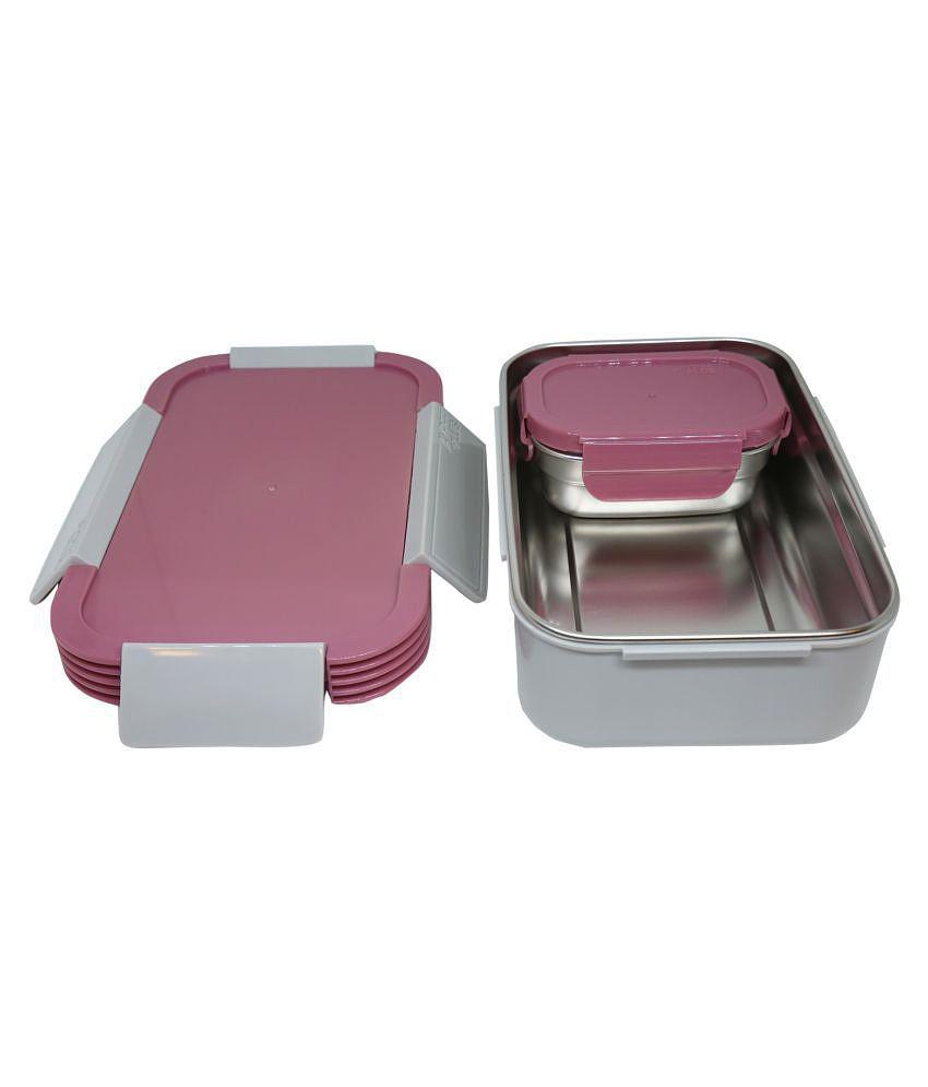 Jaypee Plus Stainless steel lunch box Taurus- 2 Pieces  900 ml  Pink