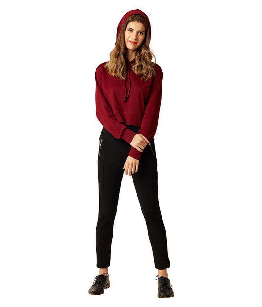 Luxurious Men Miss Chase Cotton Maroon Hooded Sweatshirt - None 2025 at ShopCircuit | ONDC