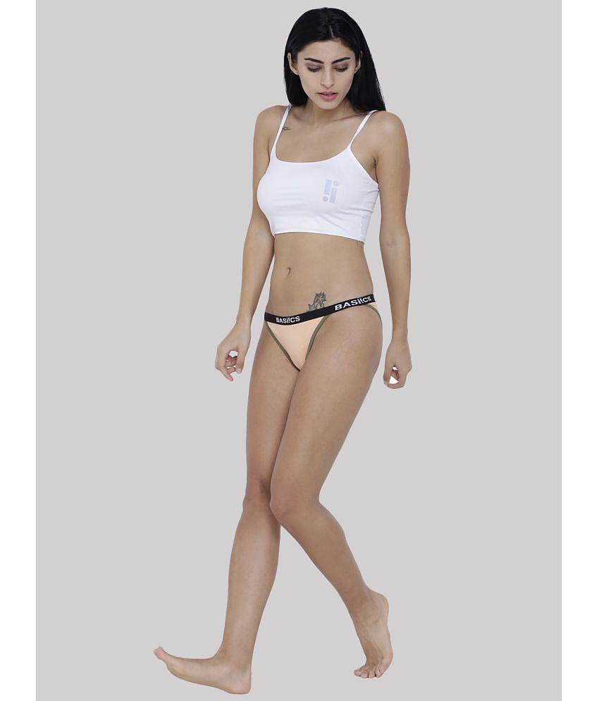 Affordable Men BASIICS By La Intimo - Beige BCPBR09 Cotton Lycra Solid Womens Bikini ( Pack of 1