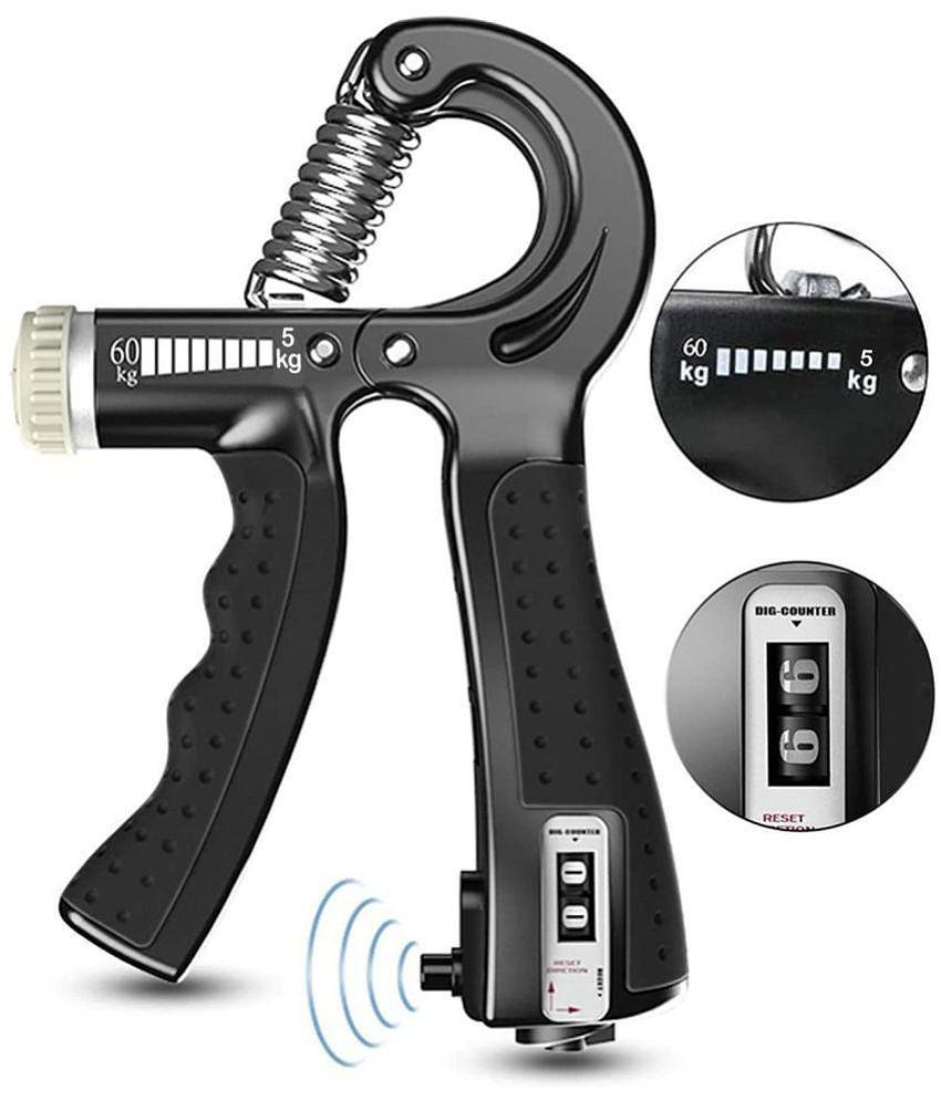 HORSE FIT Professional R shape Hand Grip Strengthener with Counter, Adjustable Resistance 5 to 60kg, Grip Strength Trainer for Muscle Building, Forearm Exerciser - Multi Color