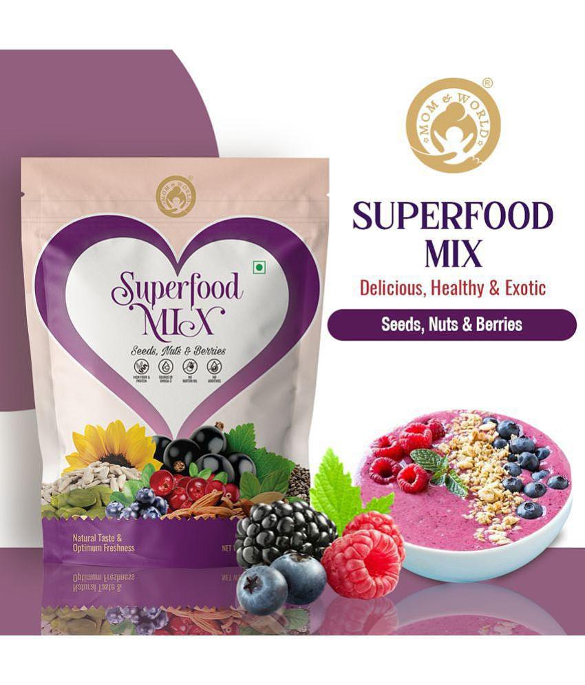 Mom & World Superfood Mix Seeds, Nuts & Berries, Natural Taste & Optimum Freshness, High Fiber & Protein, Omega- 3, No Butter Oil, 200 g