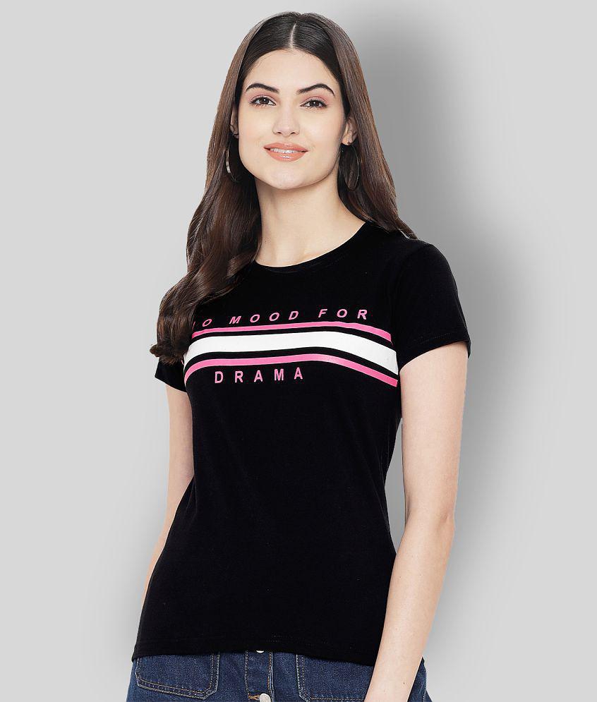 Trendy Women Fabflee - Black Cotton Regular Fit Women's T-Shirt ( Pack of 1 ) - M 2025 at ShopCi