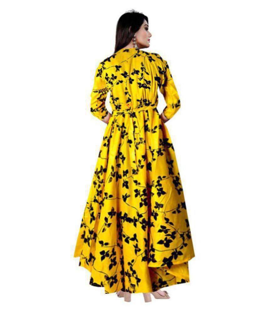 Sophisticated Men Frionkandy Rayon Yellow A- line Dress - S-M 2025 at ShopCircuit | ONDC