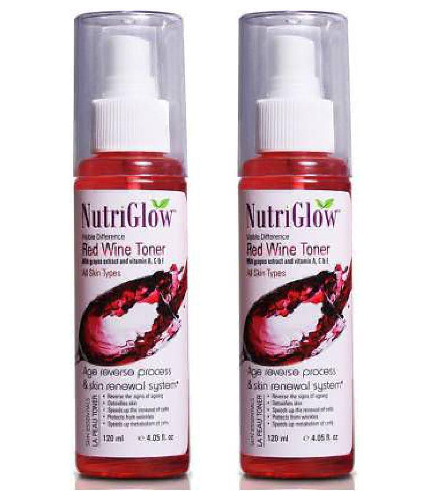 Nutriglow Red Wine Toner Skin Freshener 120 mL (Pack of 2)