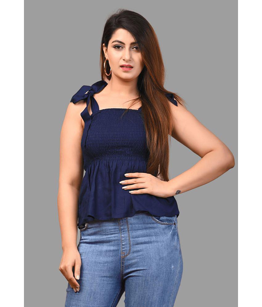 Latest Men Frionkandy - Navy Blue Rayon Womens Empire Top ( Pack of 1 ) - None 2025 at ShopCircu