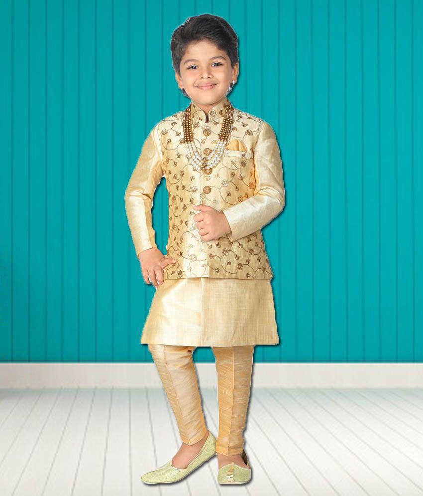 Ahhaaaa Kids Ethnic Sherwani and Pajama With Dupatta Set for Boys - None