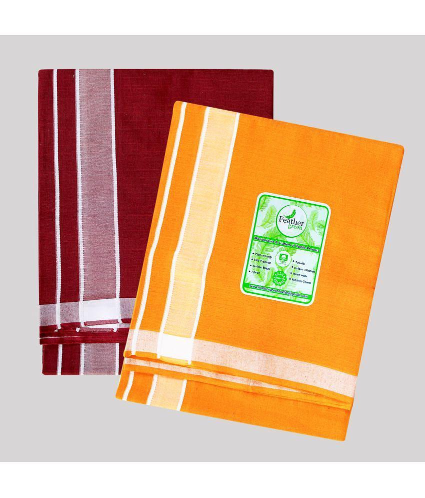 Luxurious Men Feather Green - Multicolor Cotton Mens Lungi ( Pack of 2 ) - None 2025 at ShopCirc