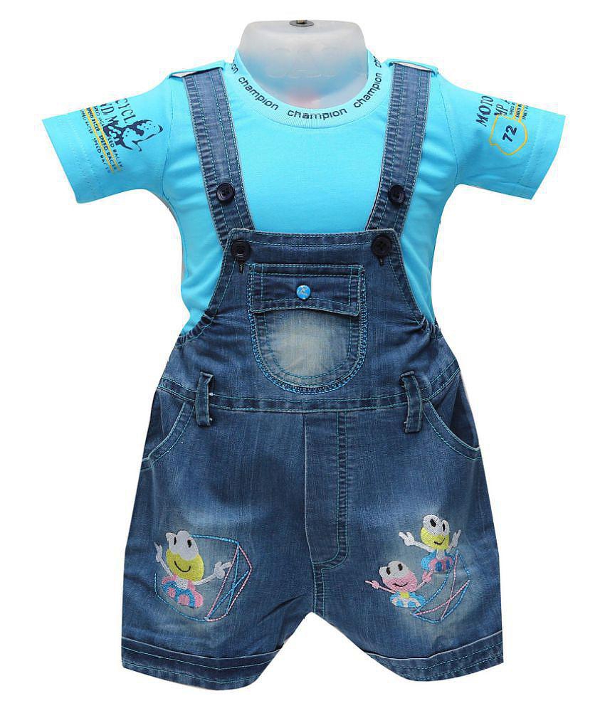 Balloons Blue Denim Rompers - 0-6 Months