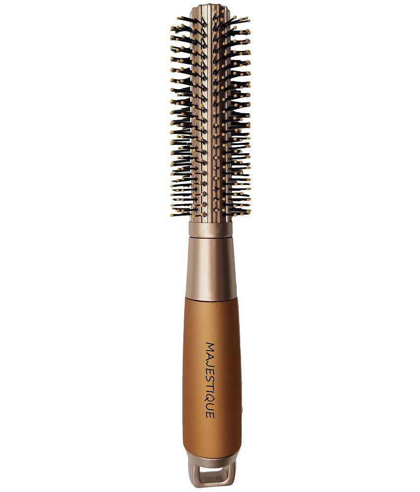 Majestique Golden Series Round Hair Brush For Blow Drying Nylon Bristles