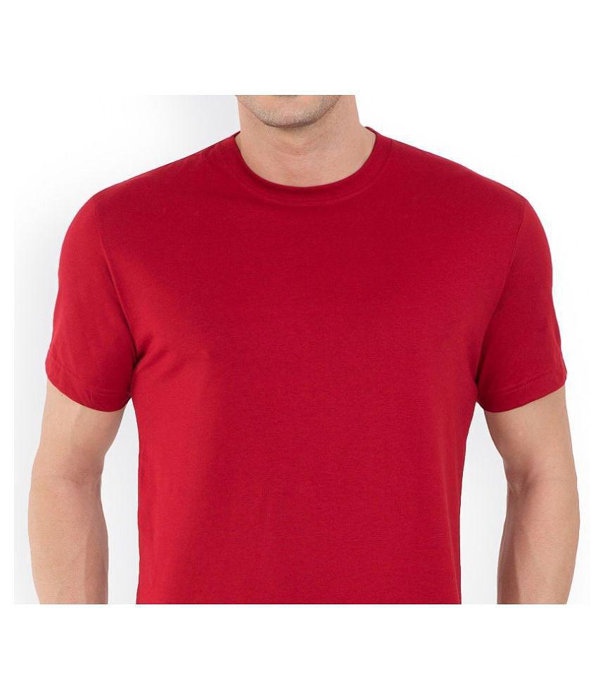 SKYRISE Cotton Red Solids T-Shirt - None