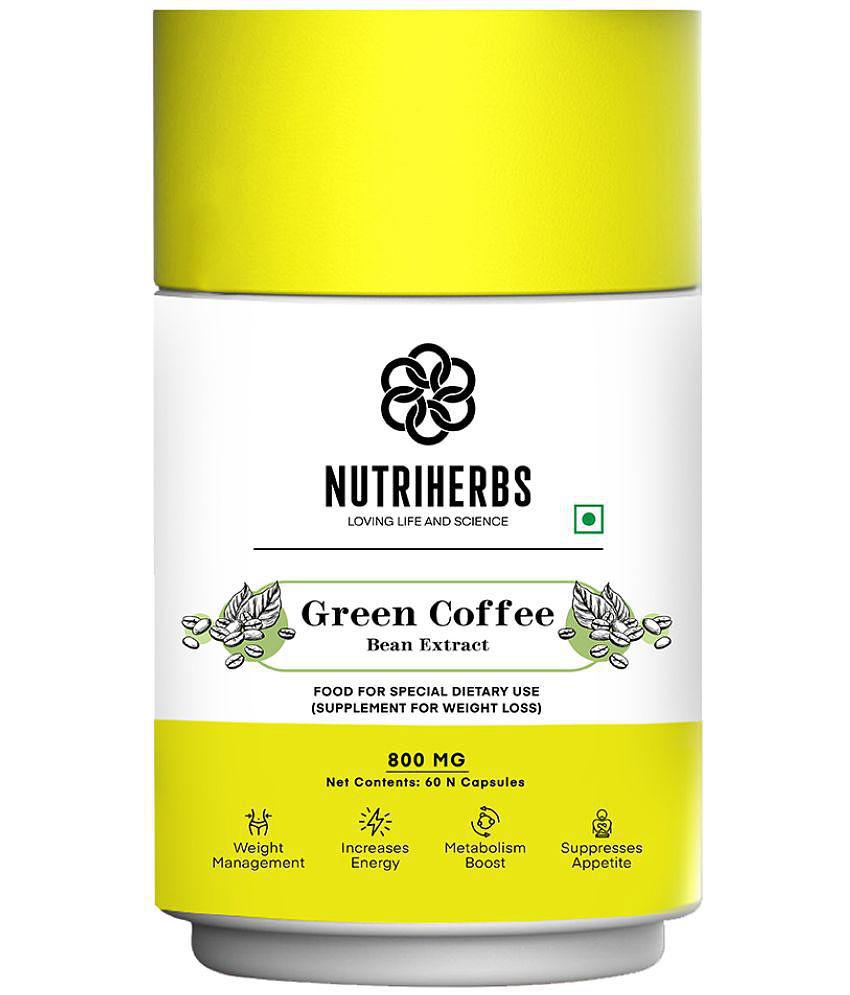 Nutriherbs Green Coffee Bean Herbs Natural Weight Loss Supplement 800Mg (50% Cga) - 60 Capsules Pack Of 1