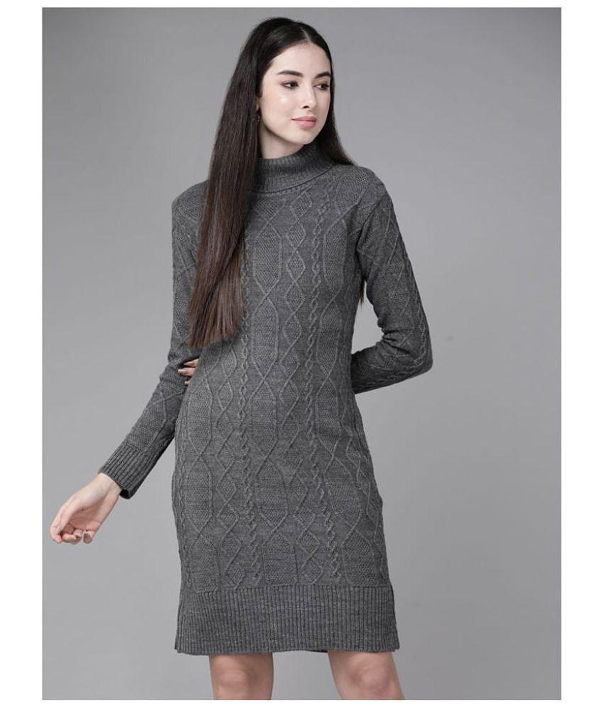 The Dry State Acro Wool Grey Cardigans Dress - Single - S