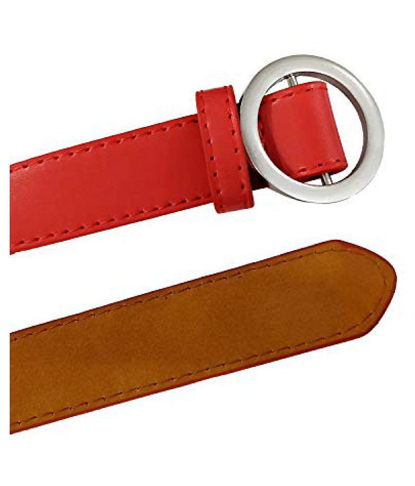Luxurious Men Livosorb Red PU Casual Belt - None 2025 at ShopCircuit | ONDC