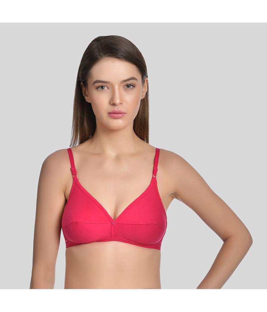 AIMLY - Fluorescent Pink Cotton Non Padded Womens T-Shirt Bra ( Pack of 1 ) - None