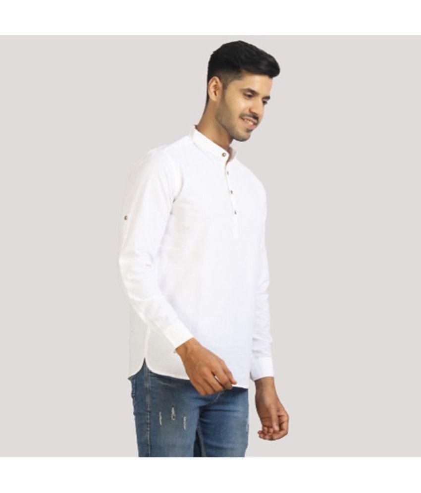 Life Roads - White Cotton Men's Shirt Style Kurta ( Pack of 1 ) - None