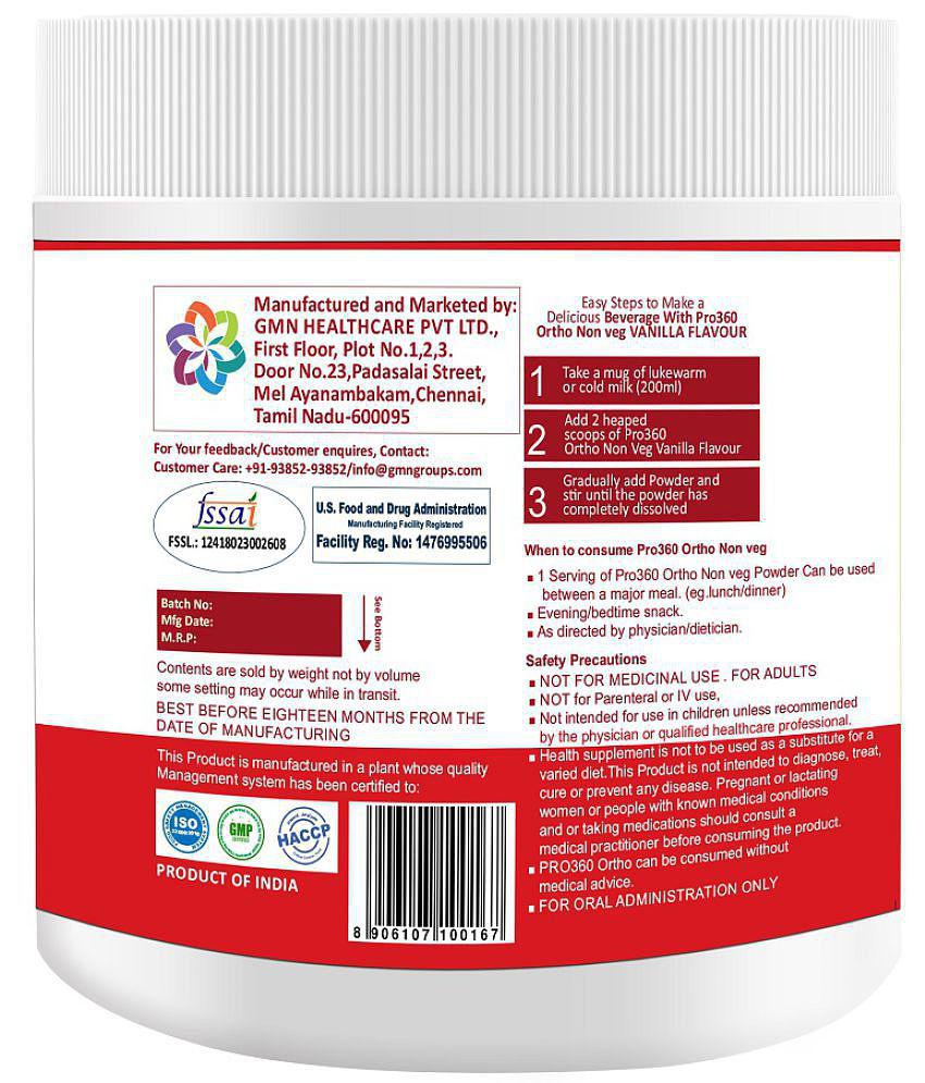 PRO360 Ortho Non Veg bone & joint Health Drink Powder 250 gm Vanilla