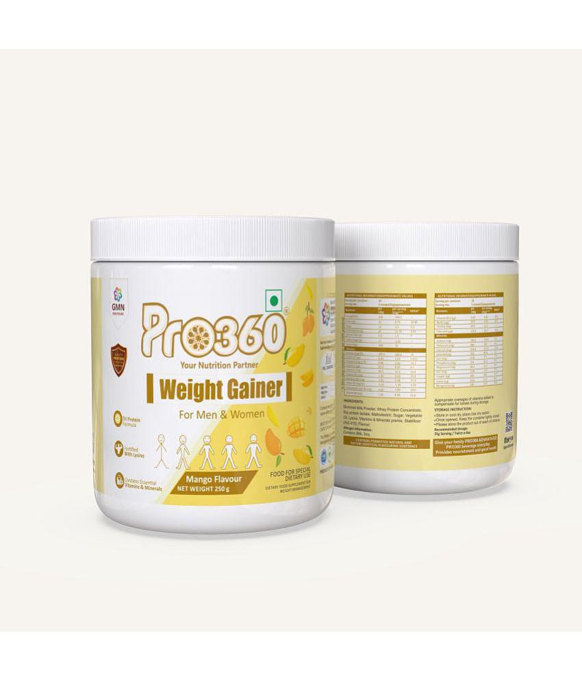 PRO360 Weight Gainer | Fortified with Lysine | Weight Gain Dietary Supplement For Men & Women- 250 Gm (Mango) 250 gm Mango